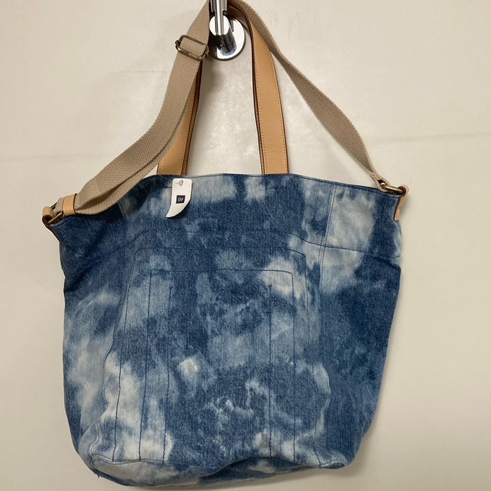 NWT GAP  100% Cotton bleached out denim Tote Bag